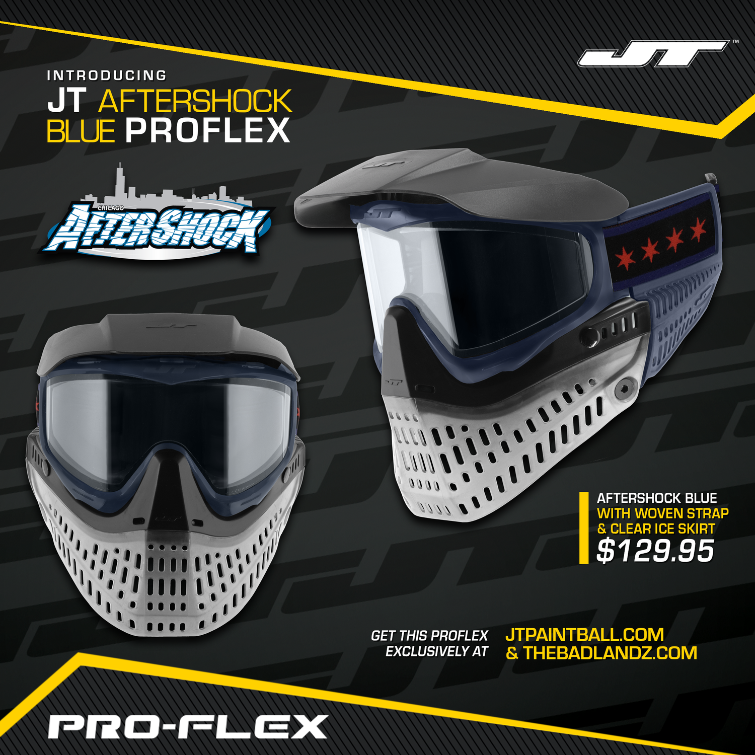 JT Aftershock Blue Proflex Goggle — Badlandz Paintball Field